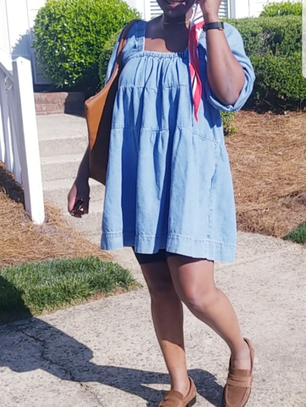 Light Blue Denim Babydoll Dress - Picture 11 of 13